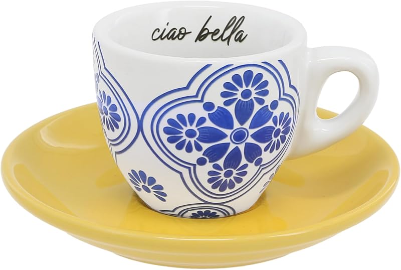 Plato cerámica café expreso 2.5oz mediterráneo