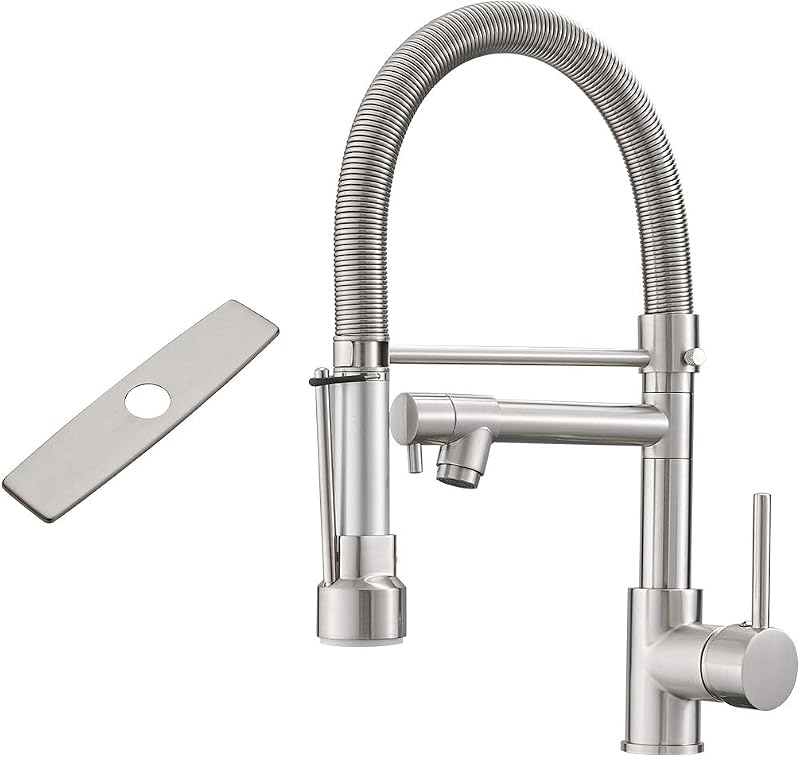 Grifo cocina con pulverizador níquel cepillado