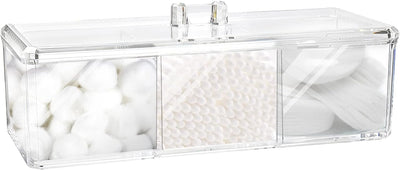 Dispensador Qtip 3 compartimentos acrílico baño