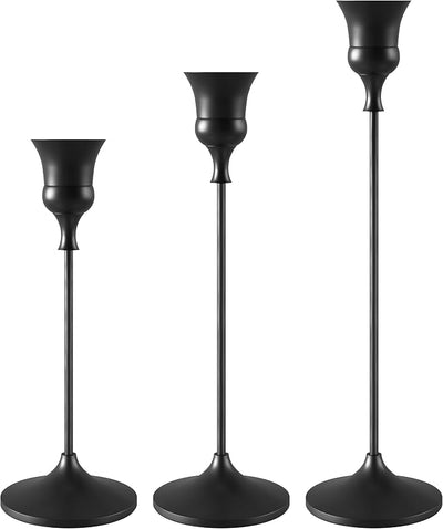 Portavelas negros 3 pzas para velas cónicas decoración hogar