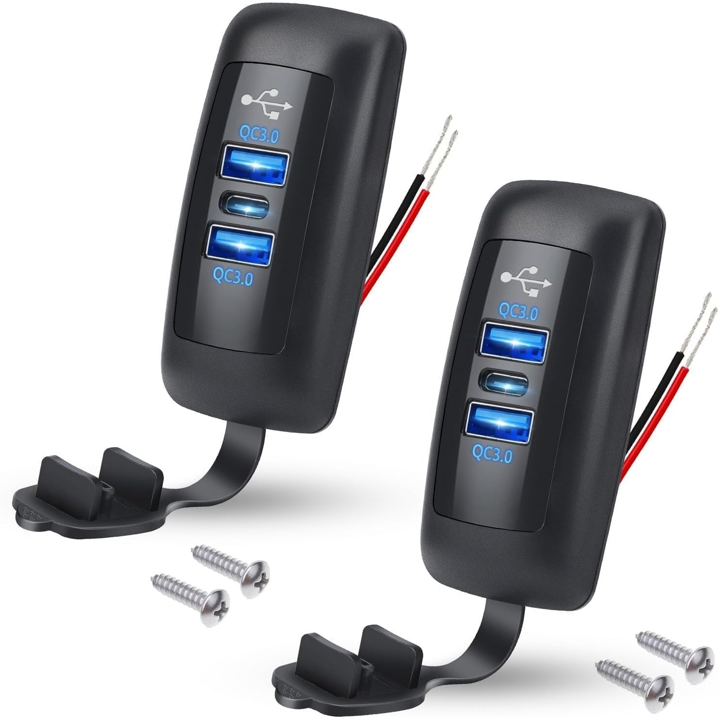 2 Pzas enchufe USB doble 18W QC3.0 y 30W PD3.0