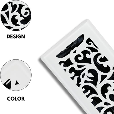 Registro piso acero diseño floral 4x14pulg acabado blanco