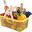 Cesta malla plegable con mango bambú cocina jardín pícnic