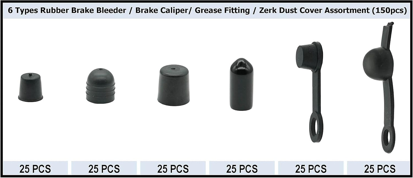 Tapones purga freno goma Zerk 150 pzas surtido
