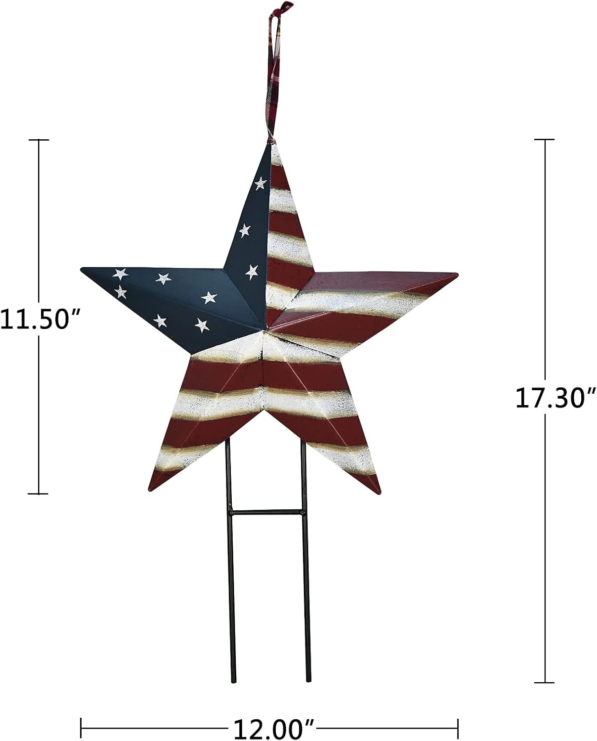2 Estacas Jardín con Bandera EE.UU. Estrella Metal