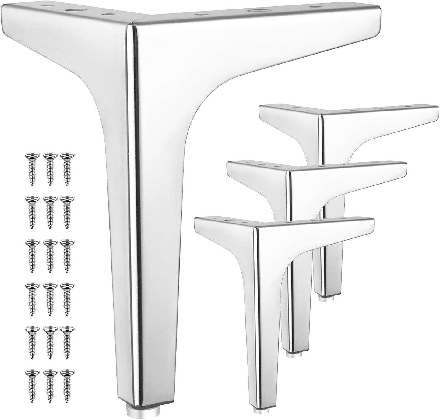 4 Patas Metal Triangulares Cromadas 7pulg para Mesa Silla
