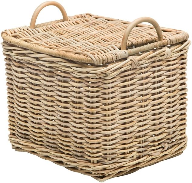 Cesta ratán rectangular con tapa organiz. hogar