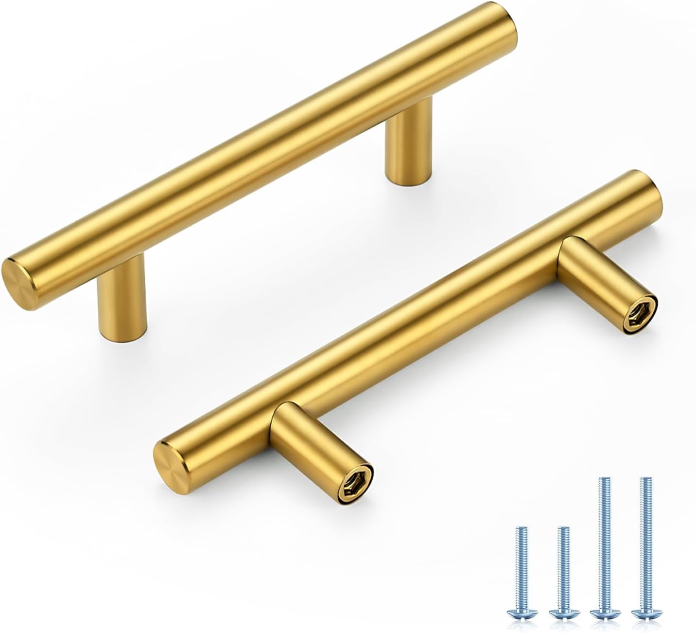 Manijas latón cepillado 3pulg tiradores acero inox pack 25