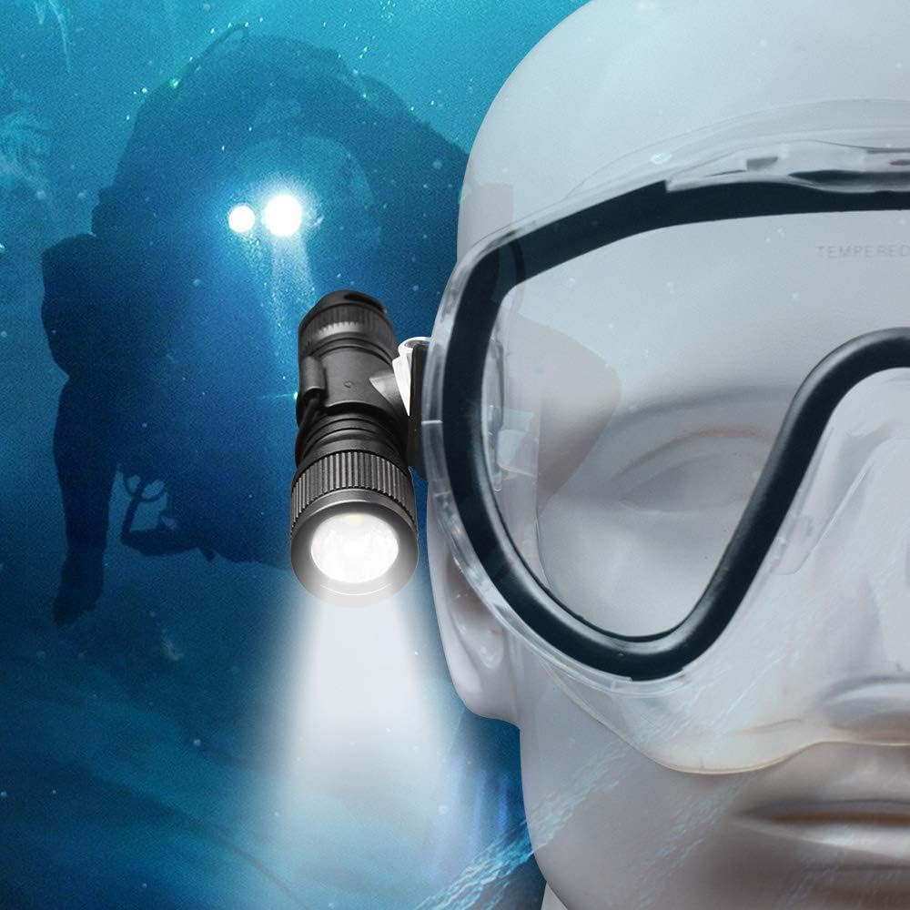 Linterna buceo 650 lúmenes con máscara y clip 360° negro