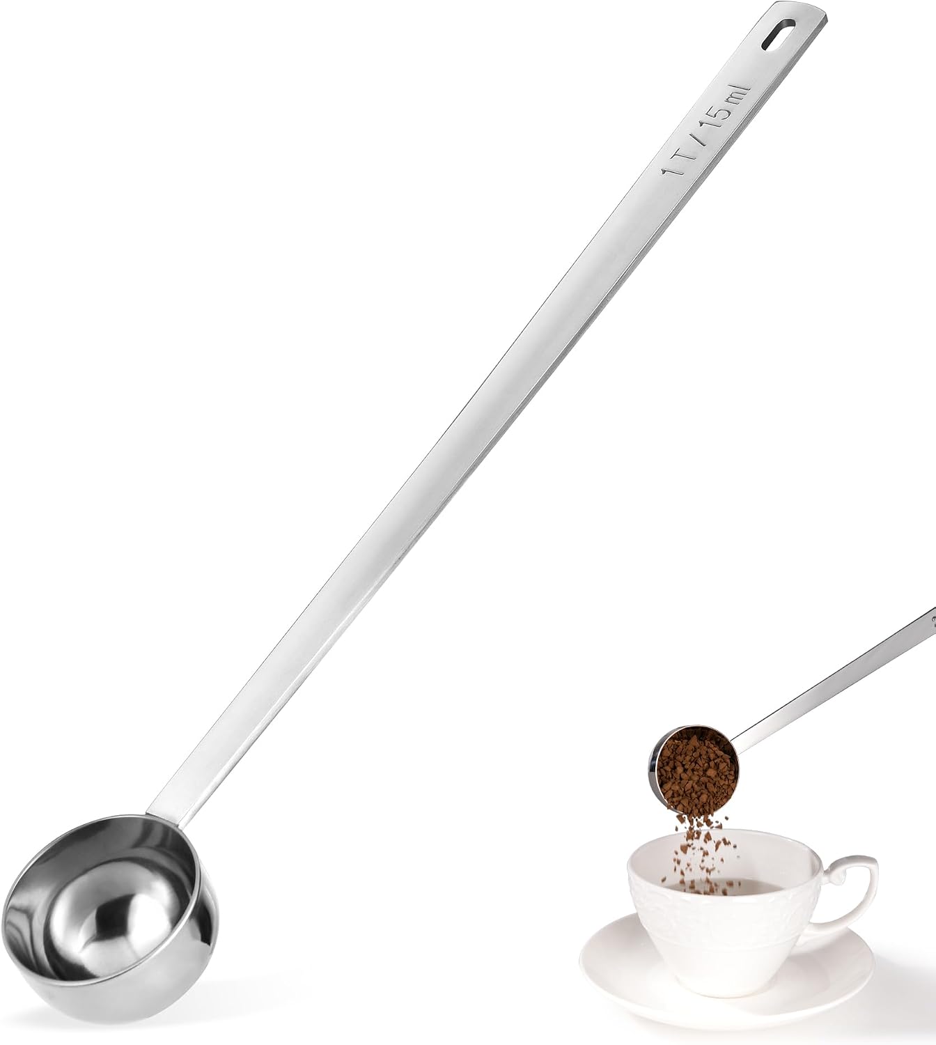 Cuchara café mango largo acero inox 18/8 9.9pulg