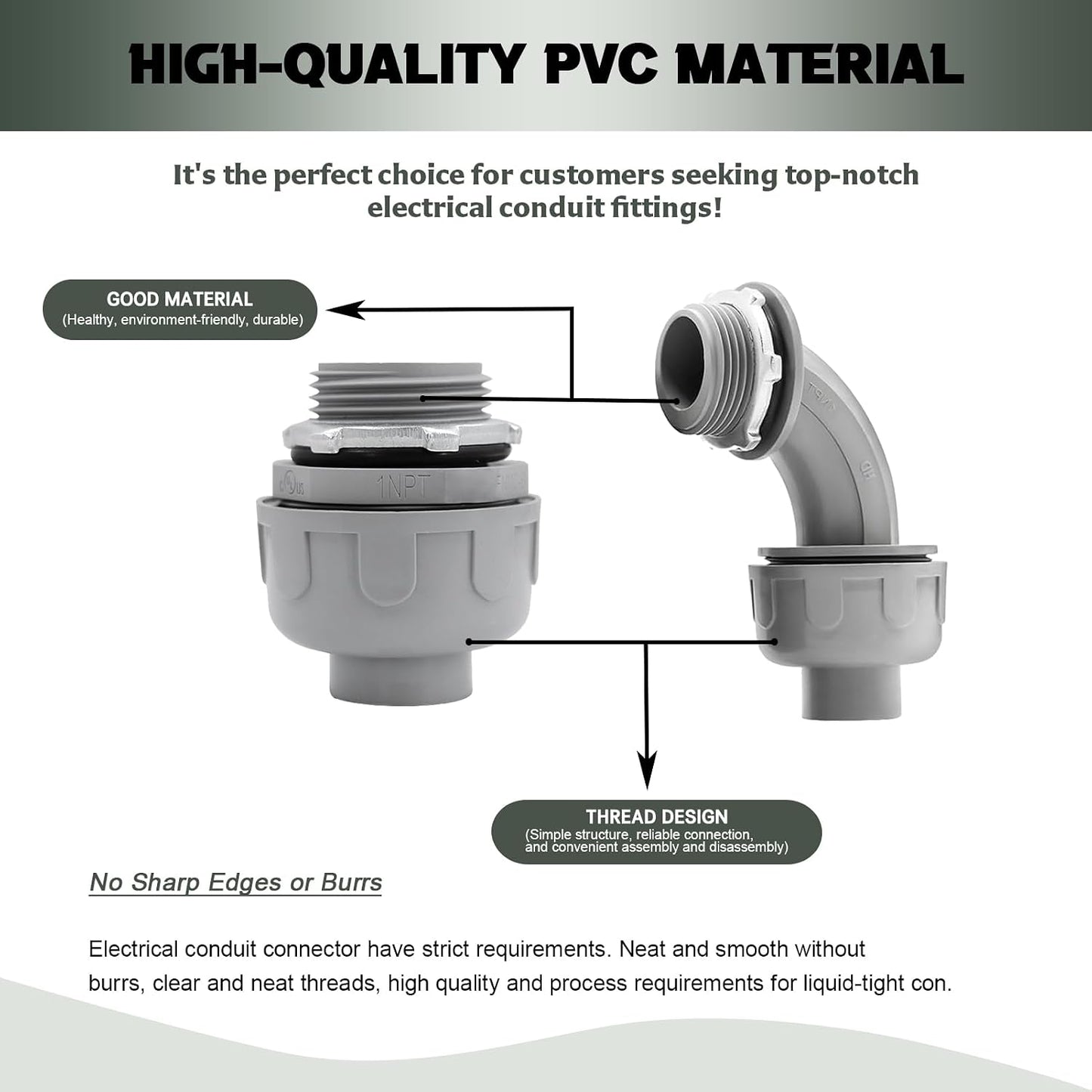 4 Conectores PVC 1pulg 90-180grados para hogar
