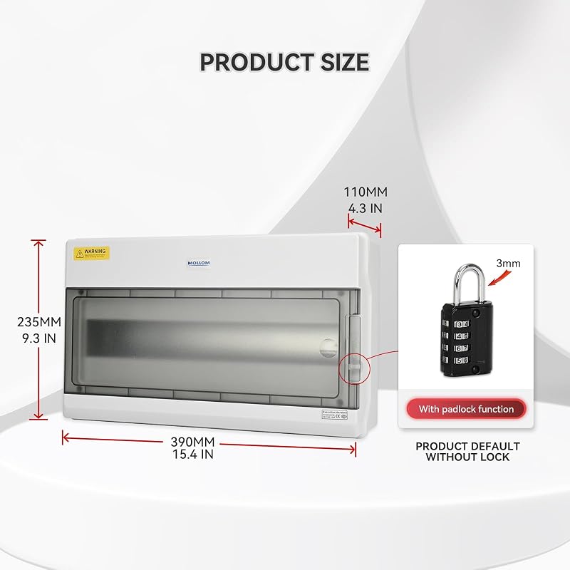 Caja distribución energía 18 vías riel DIN MCB impermeable