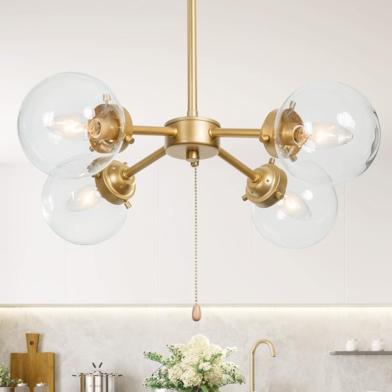 Candelabro dorado sputnik 2en1 con interruptor 19.7x11.5pulg