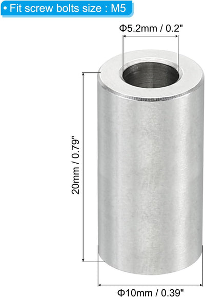 Espaciadores acero inox M5 5 Pzas