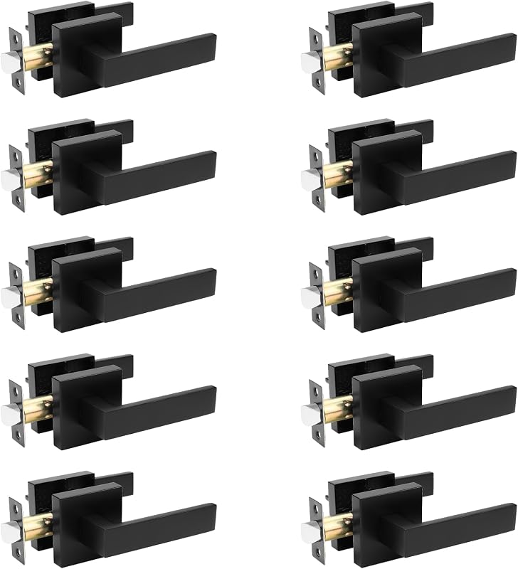 Manija puerta paso 10 Pzas negro mate reversible sin llave