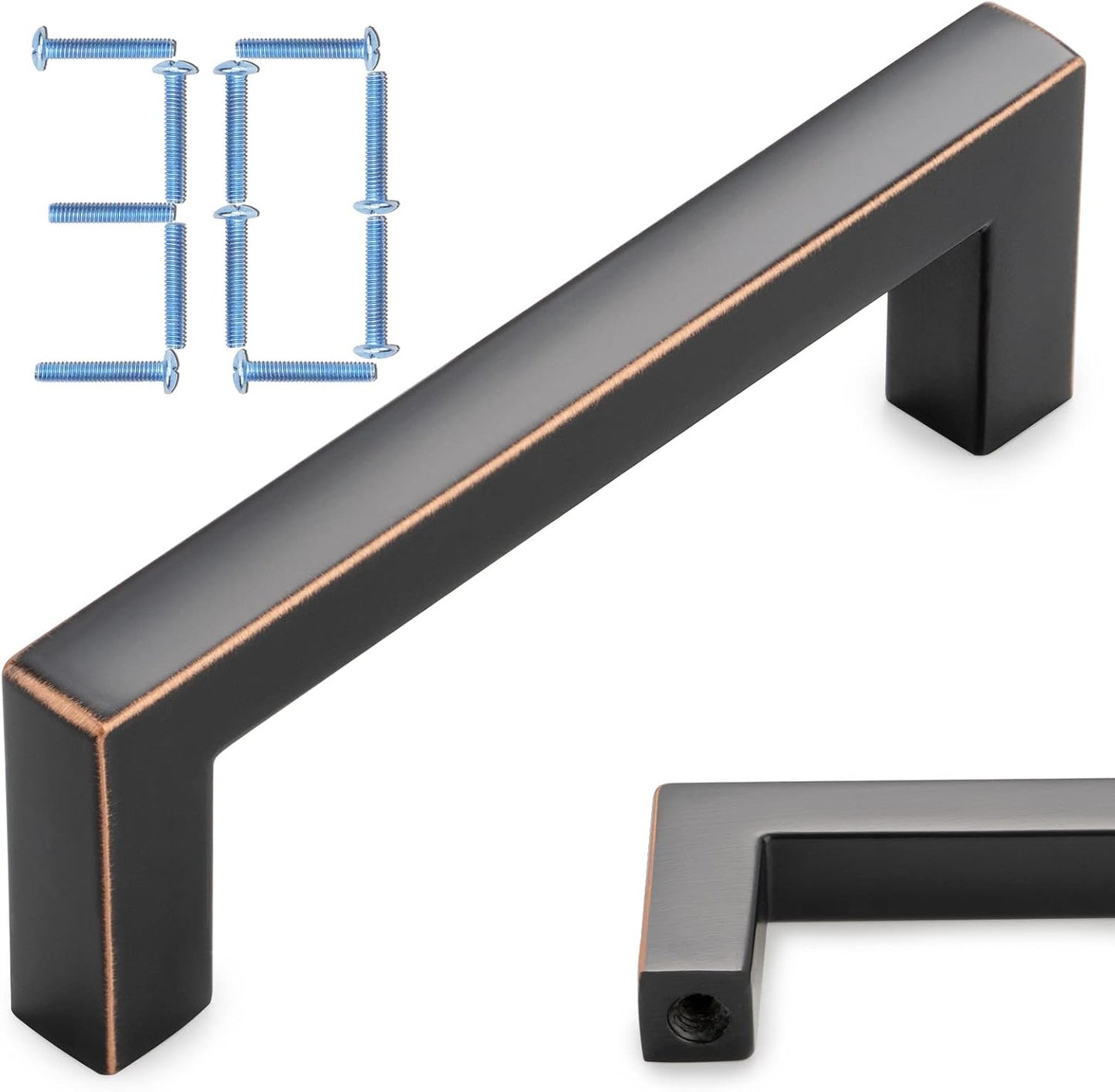 Tiradores bronce frotado 3pulg pack 30 para gabinete cocina