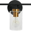 Lámpara tocador 3 luces metal vidrio negro mate oro