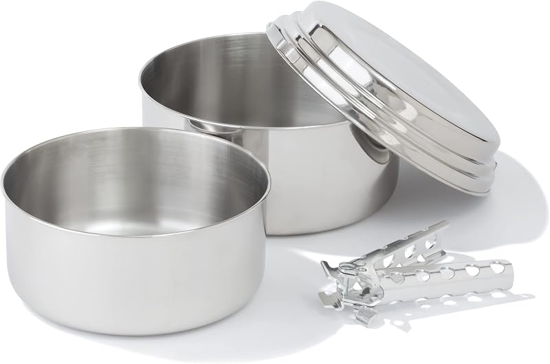 Set ollas camping acero inox
