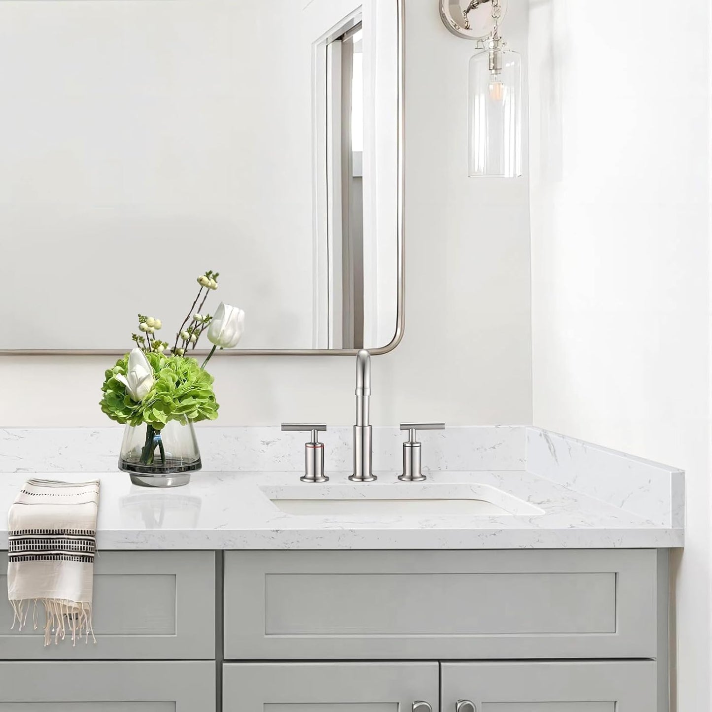 Lavabo baño diseño piedra ingeniería blanco Carrara 36x4pulg