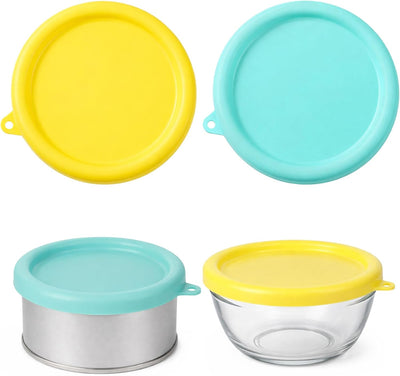 Tapas redondas de silicona para cuencos de vidrio 6.1 in reutilizables para alimento para mascotas