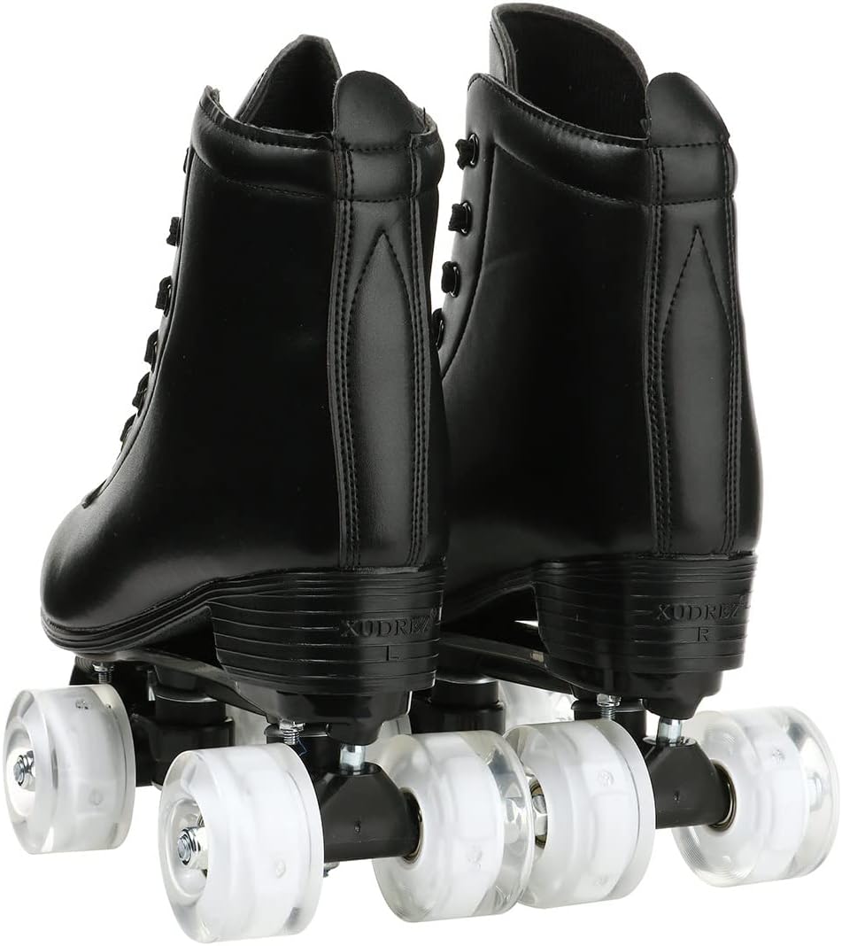 Patines Cuero Caña Alta Ajustables Doble Fila Adultos