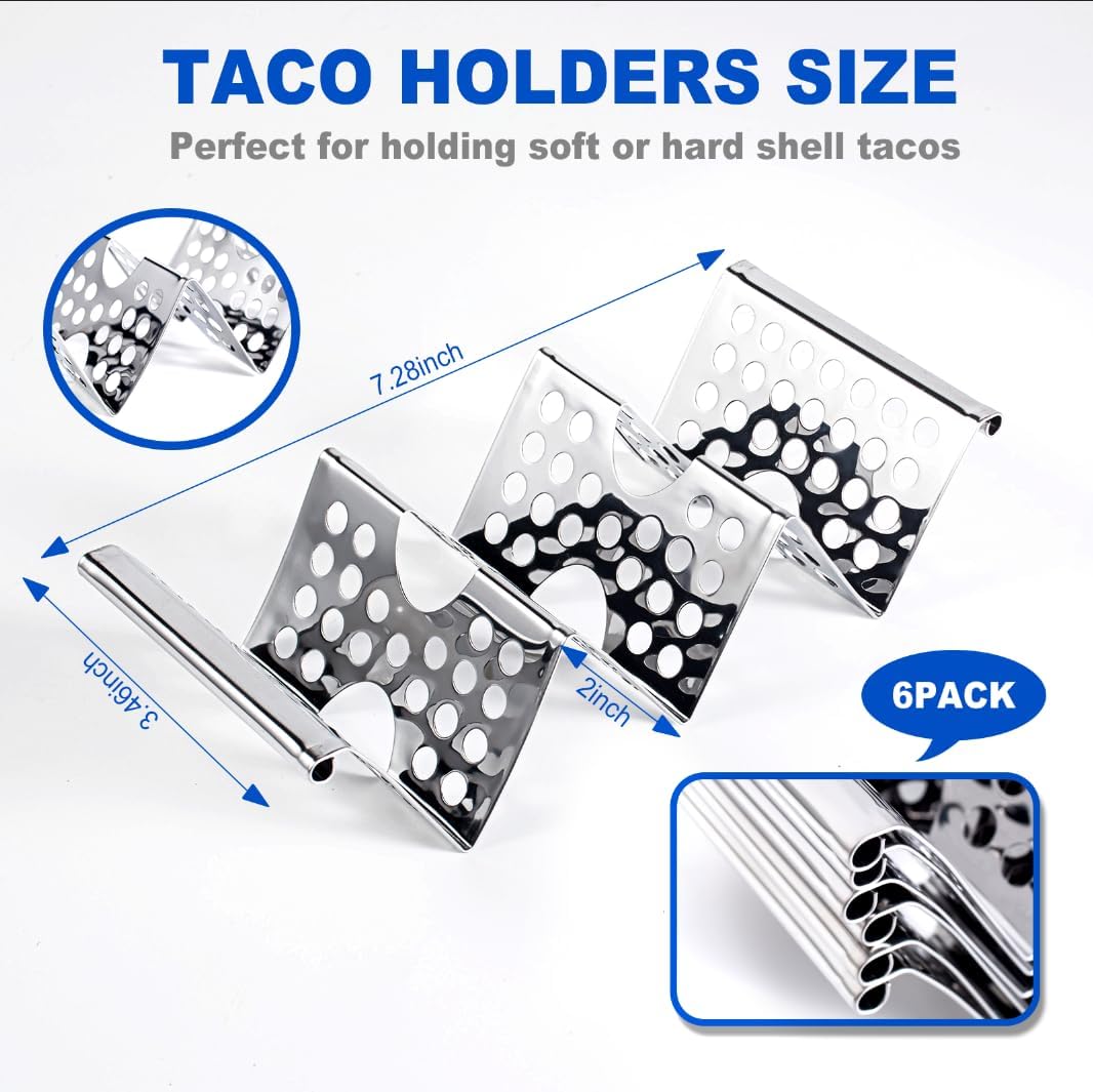 Set 6 soportes taco acero inox para 3 tacos cada uno