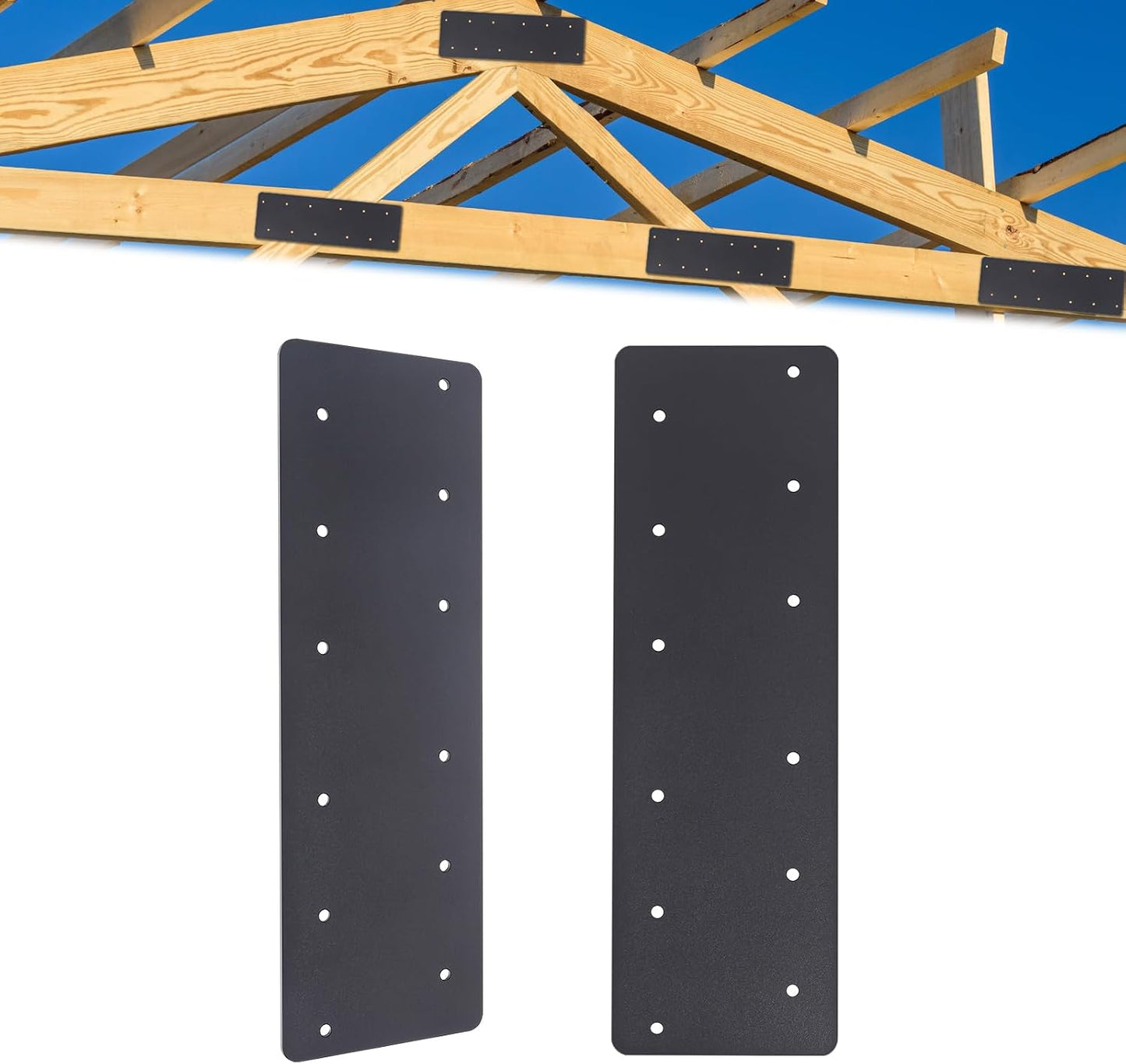 2 Pzas Placa Soporte Recto Negro 15.7x4.8pulg