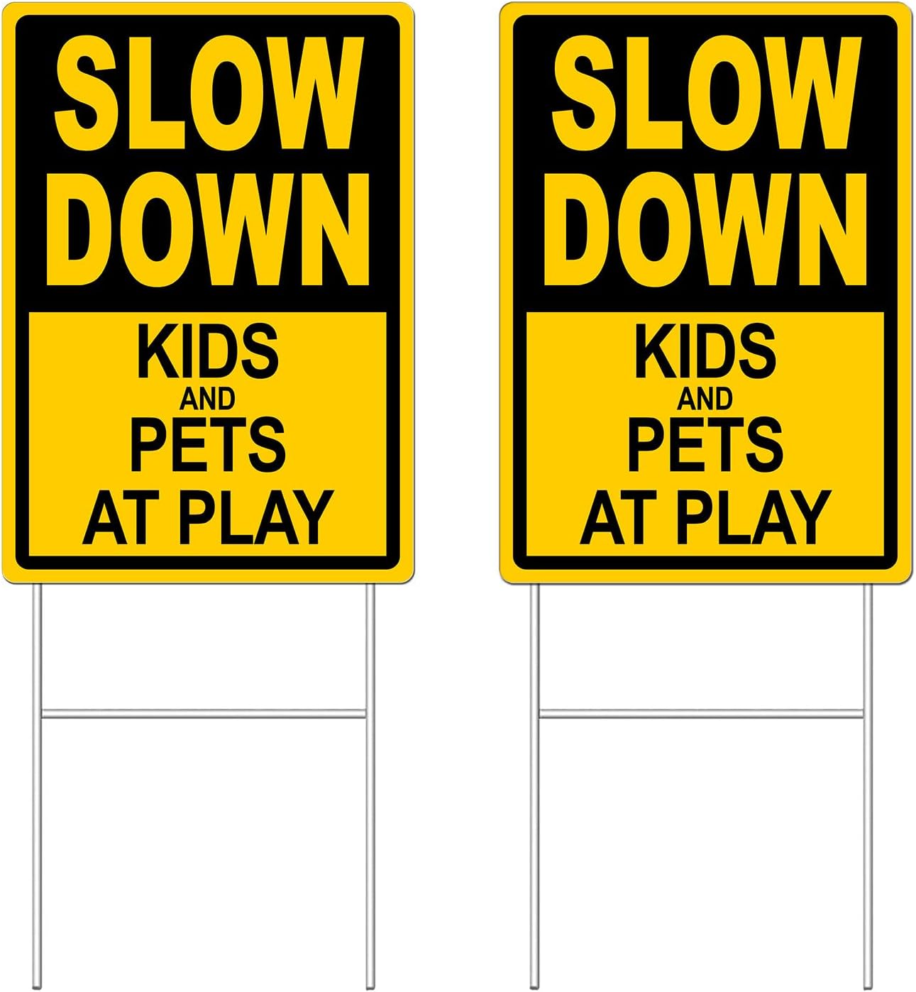 Letrero amarillo 12x17" Slow Down Mascotas
