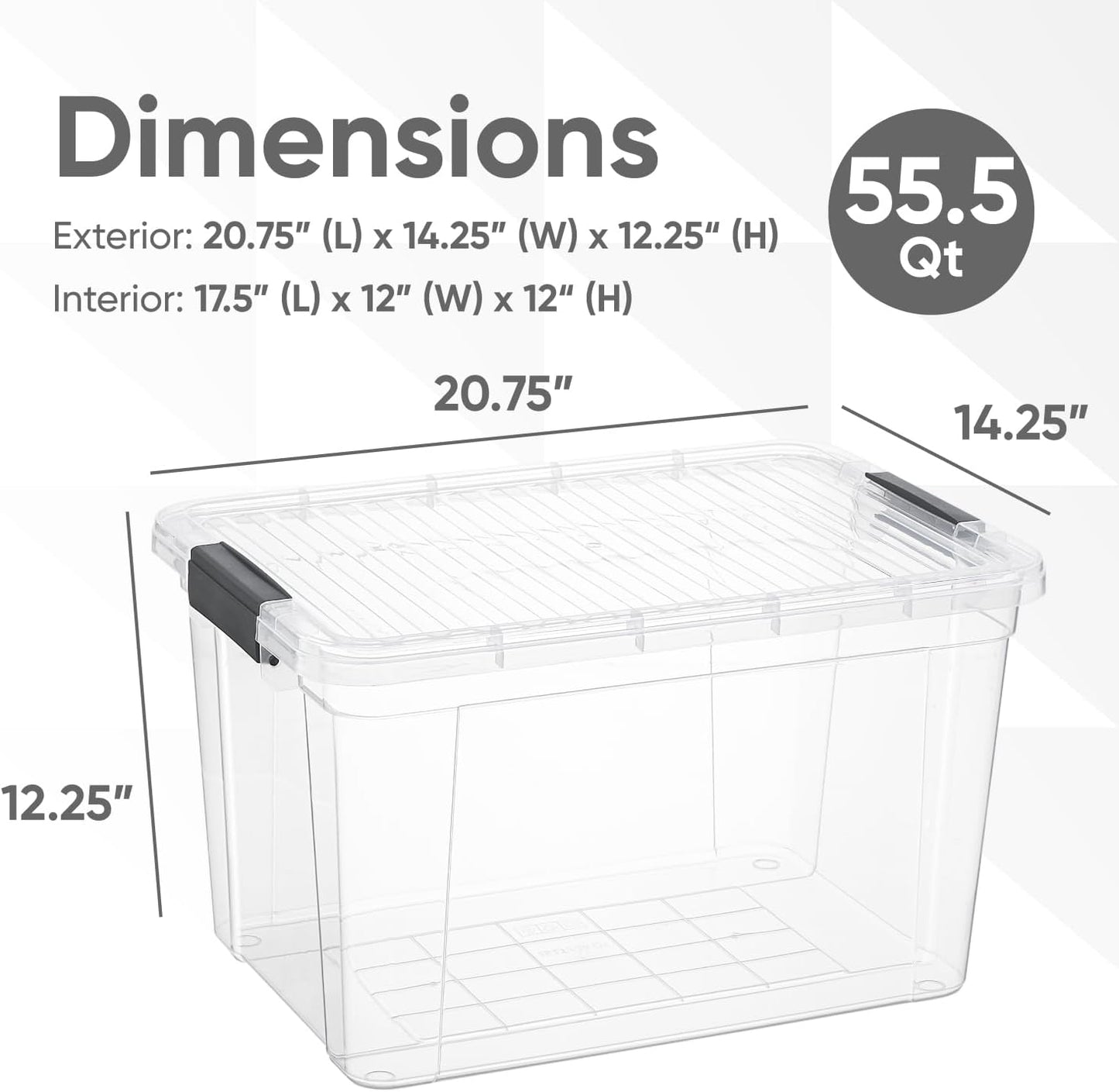 Caja plástico transparente 49qt con tapa apilable sin BPA