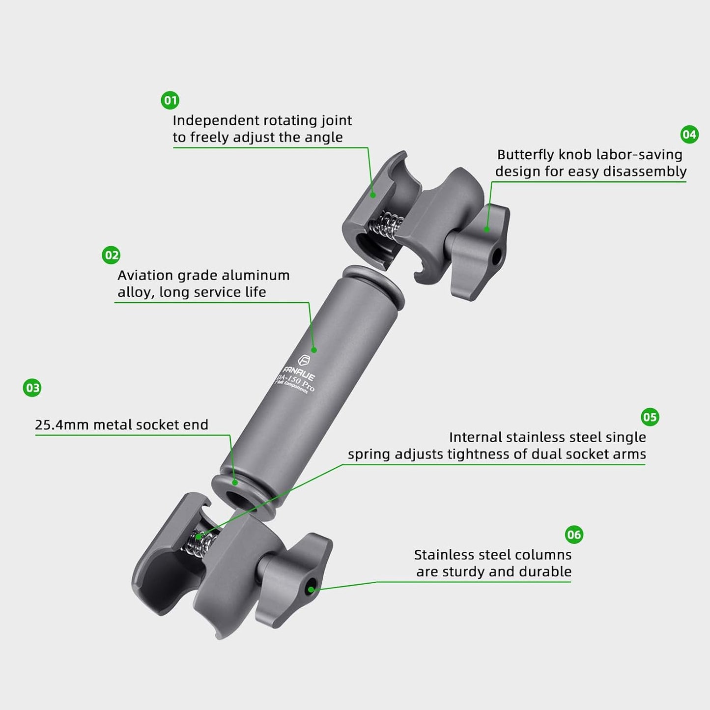 Brazo doble enchufe comp RAM DA-150PRO 5.9"