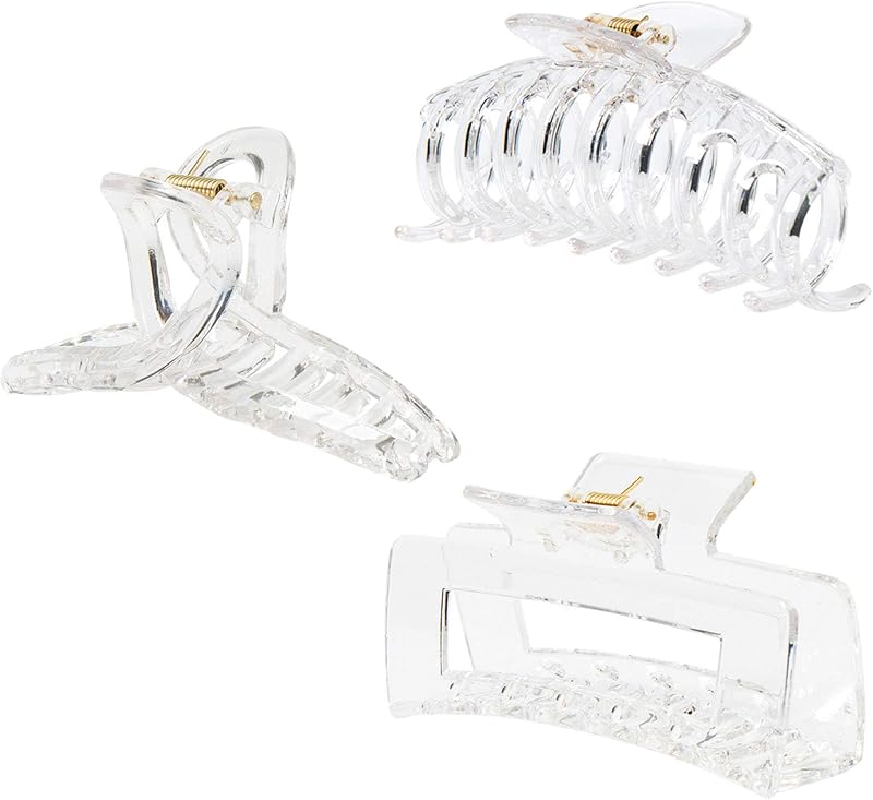 Clips garra transparentes para cabello mujer 3uds