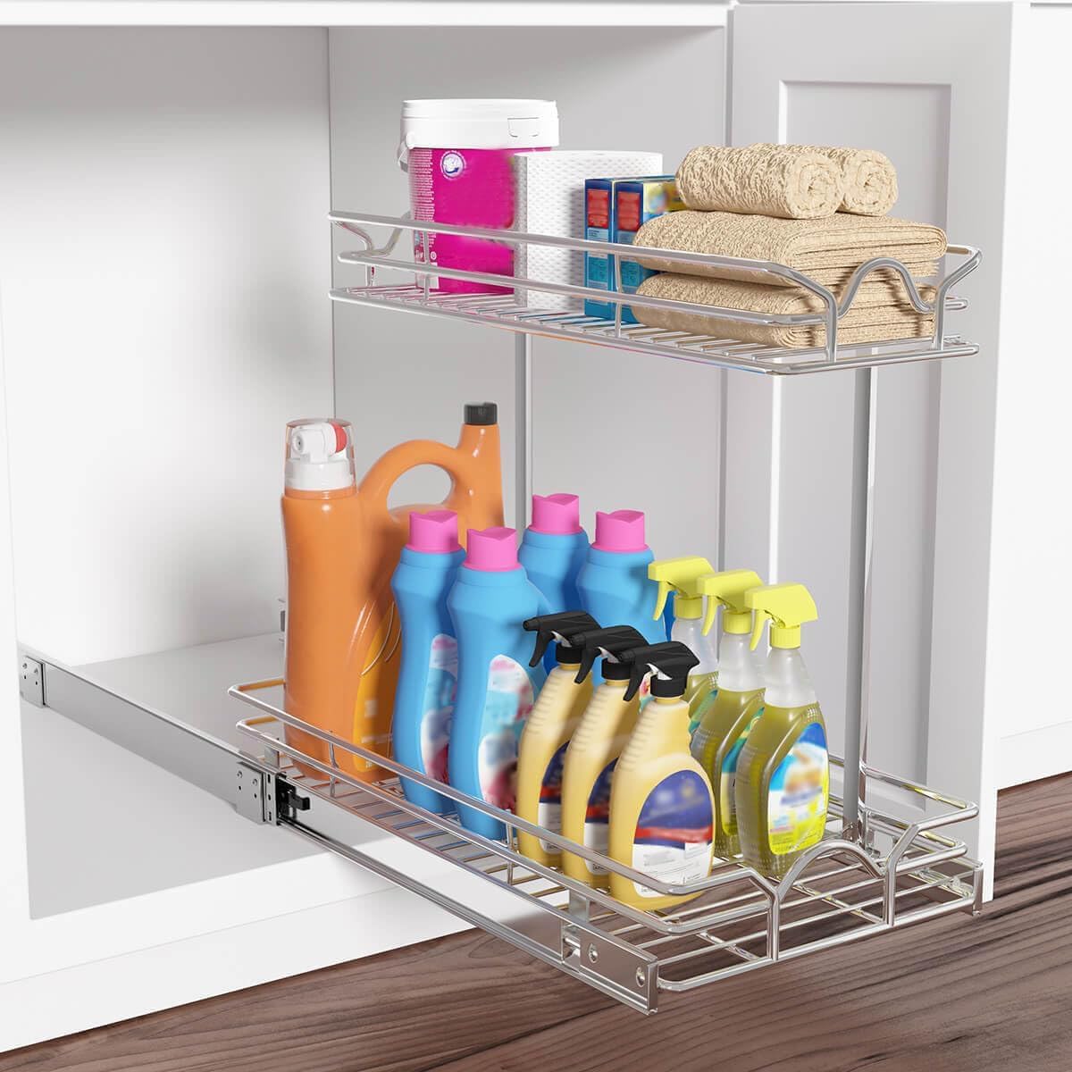 Organiz. gabinete fregadero estante deslizante 14.75x17"