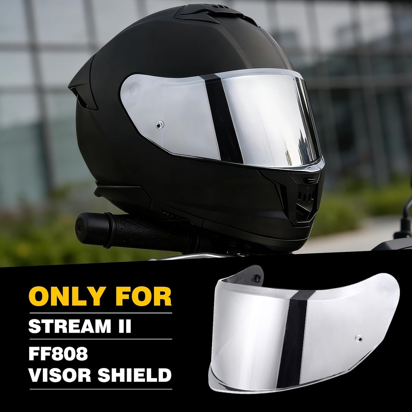 Protector visera casco motocicleta Stream II FF808 cromo