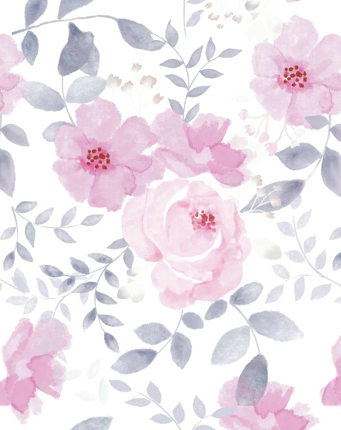 Papel contacto floral rosa autoadhesivo 17.3x393pulg