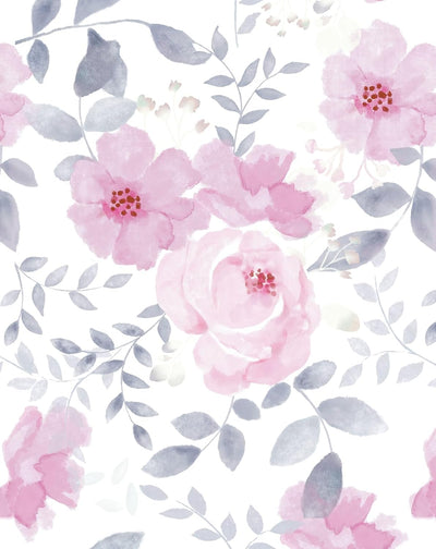 Papel contacto floral rosa autoadhesivo 17.3x393pulg
