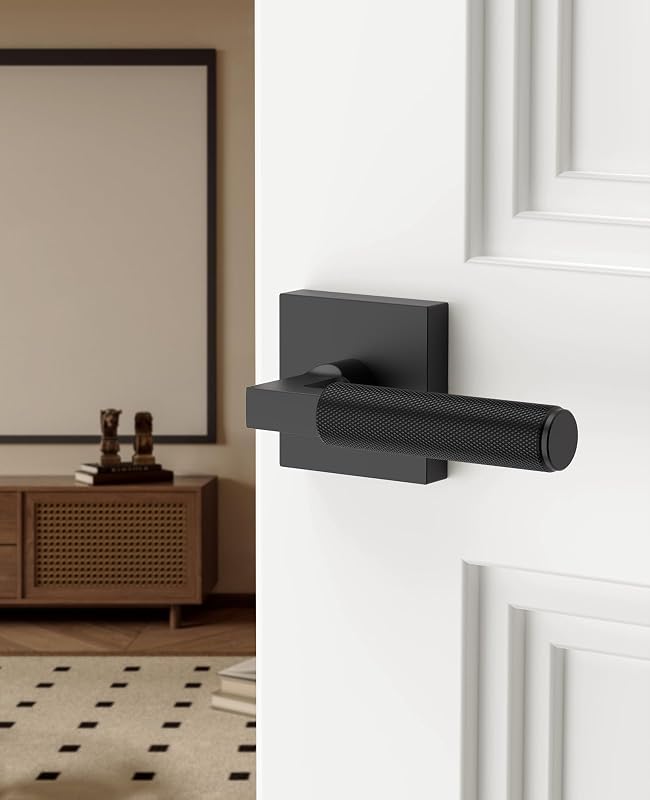 4 Manijas Puerta Interior Negro Palanca Dormitorio Baño
