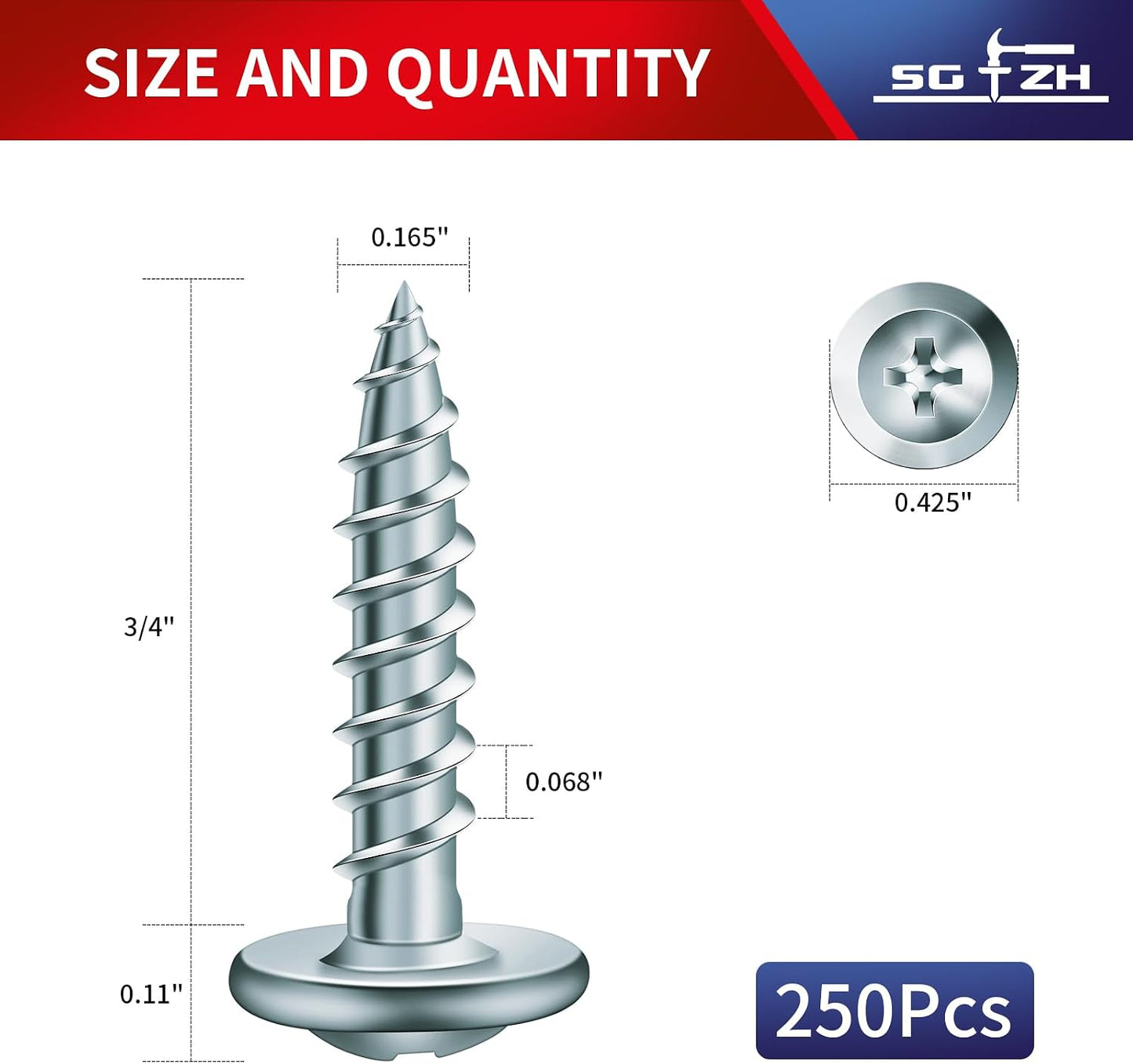 Tornillo madera #8x3/4 250pzas acero aleación cabeza armadura