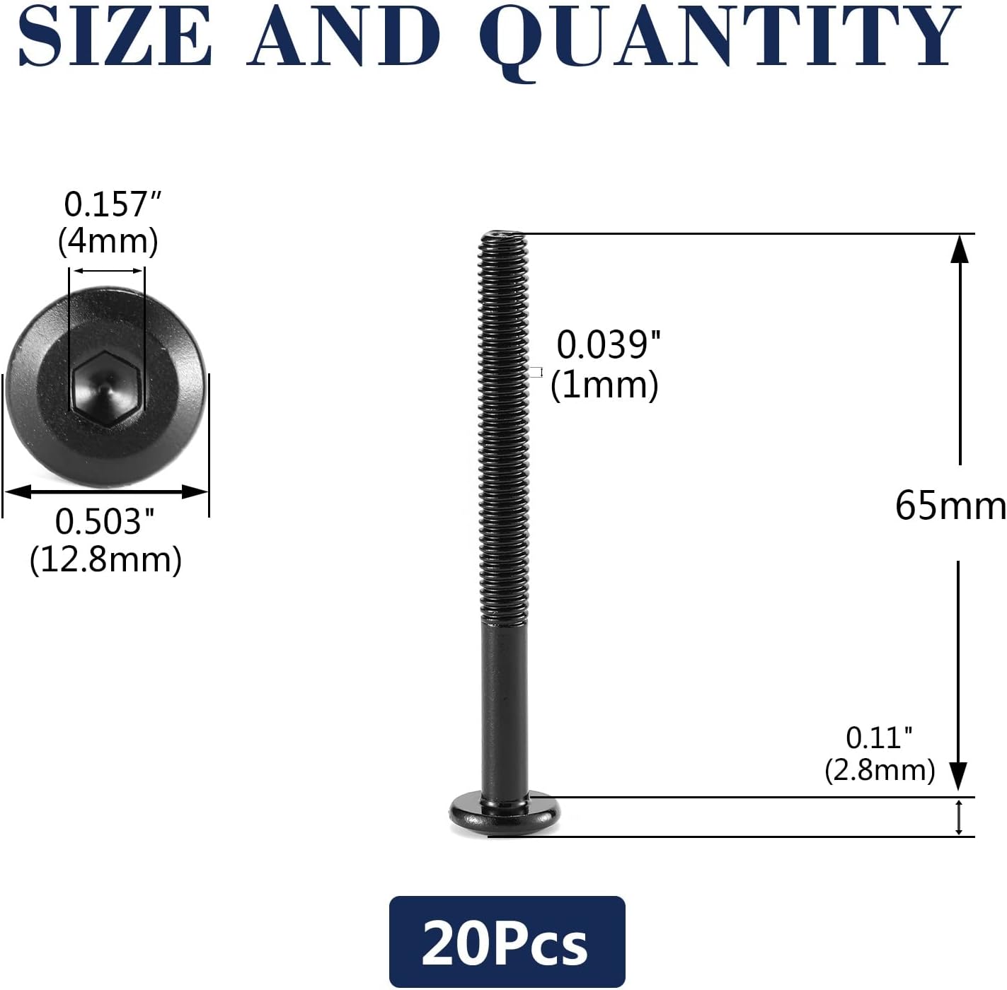 20 Pzas Tornillos M6x65mm Acero Inox 304 18-8