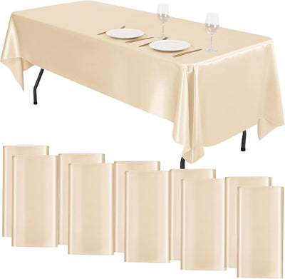 10 Manteles Satén 108x57pulg Color Champán para Bodas y