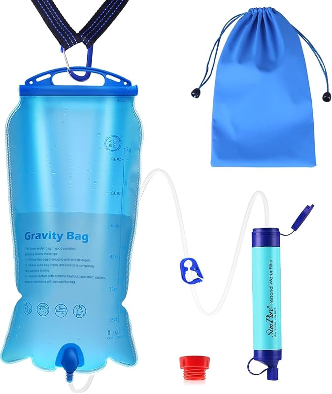 Filtro agua gravedad 3L correa árbol sin BPA campamento