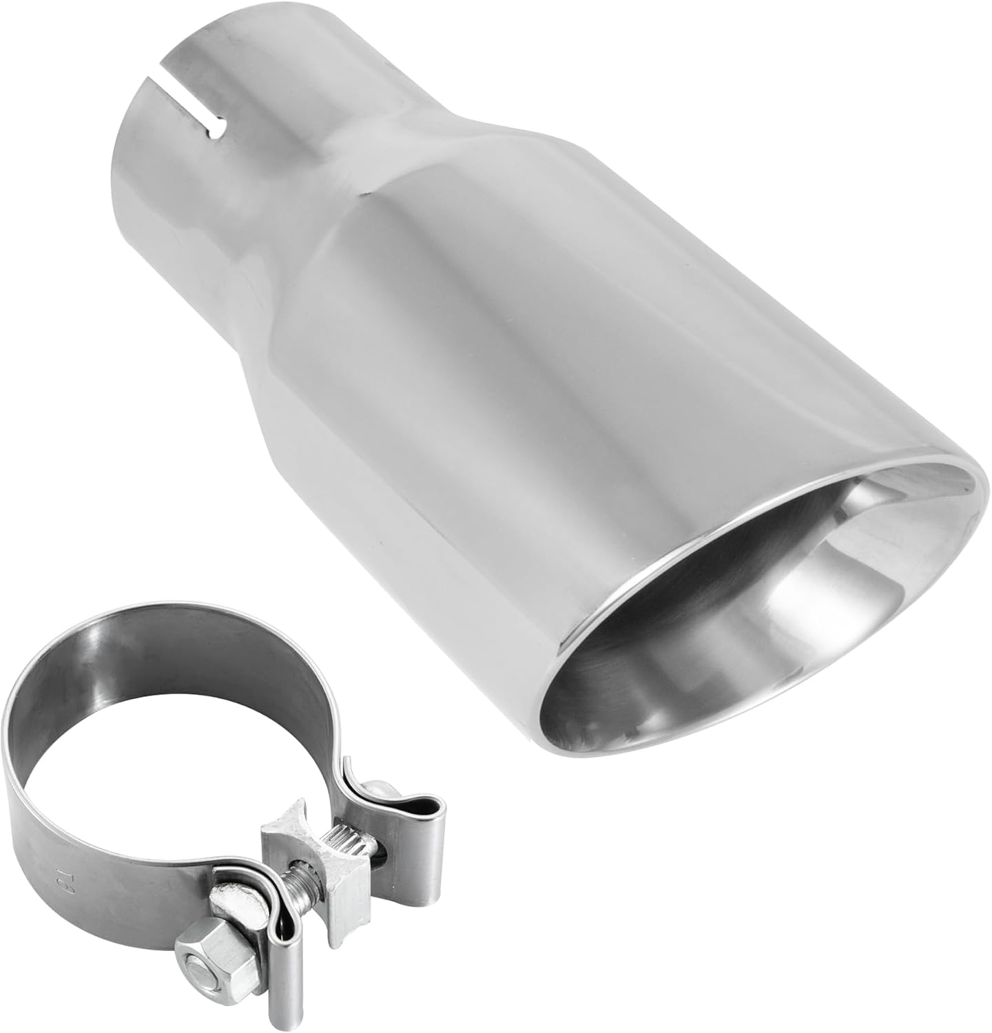 Punta escape acero inox 304 2.5x4pulg 9pulg doble capa