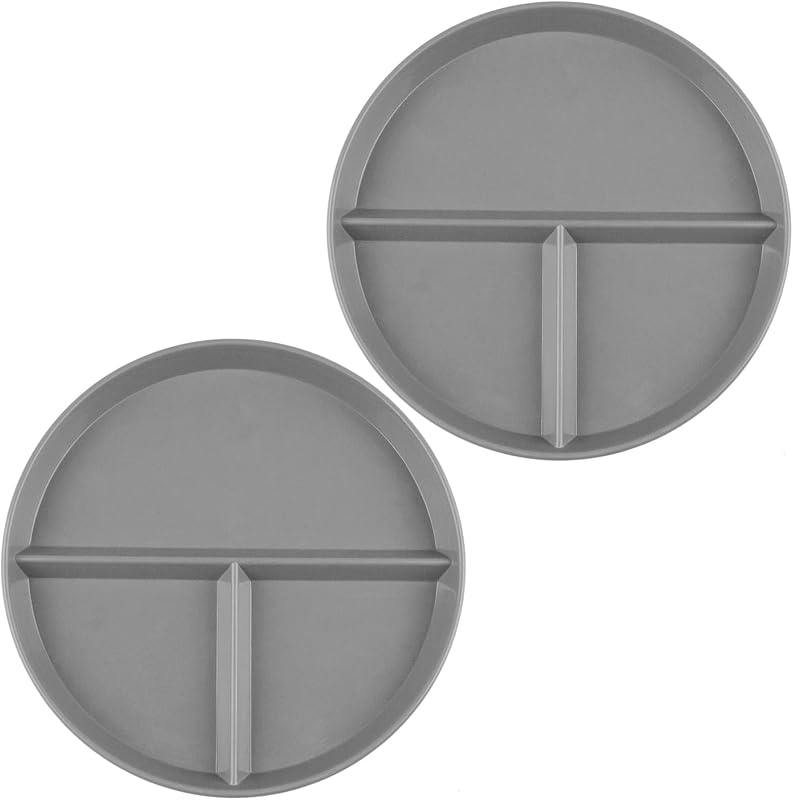 2 Pzas Placas Control Porciones 9pulg Redondas Gris Claro
