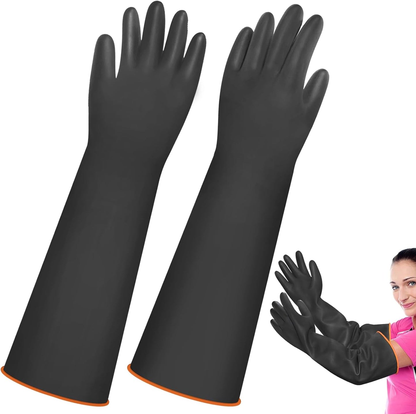 Guantes látex resistentes 21.6pulg limpieza industrial
