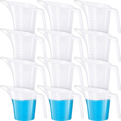 12 Pzas Jarra Medidora Plástico 33oz con Asa Boquilla