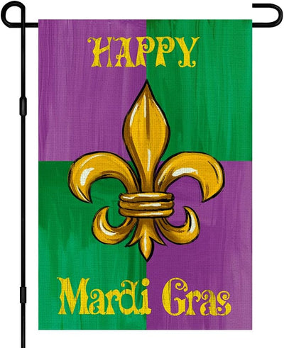 Bandera jardín Mardi Gras 12x18pulg doble cara patio