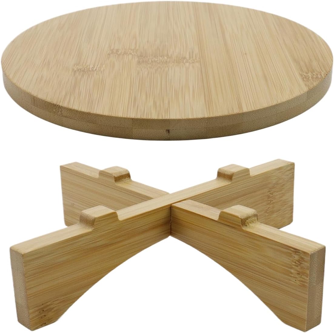 Soporte redondo para plantas pequeñas de madera maciza 7.6"