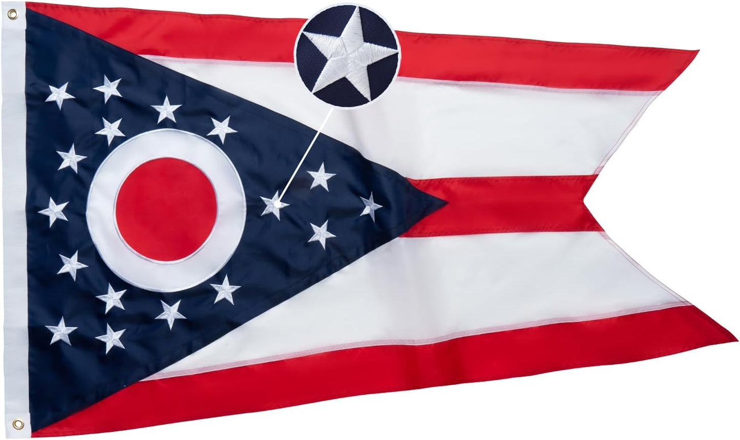 Bandera Ohio 4x6pulg exterior bordada rayas latón