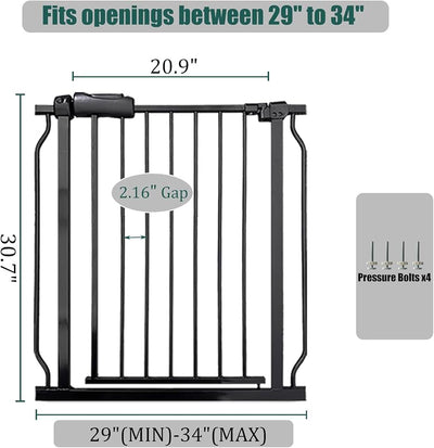 Puerta bebé para escaleras y mascotas 29-34" color negro