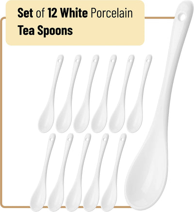 Juego 12 cucharas porcelana blanca para espresso