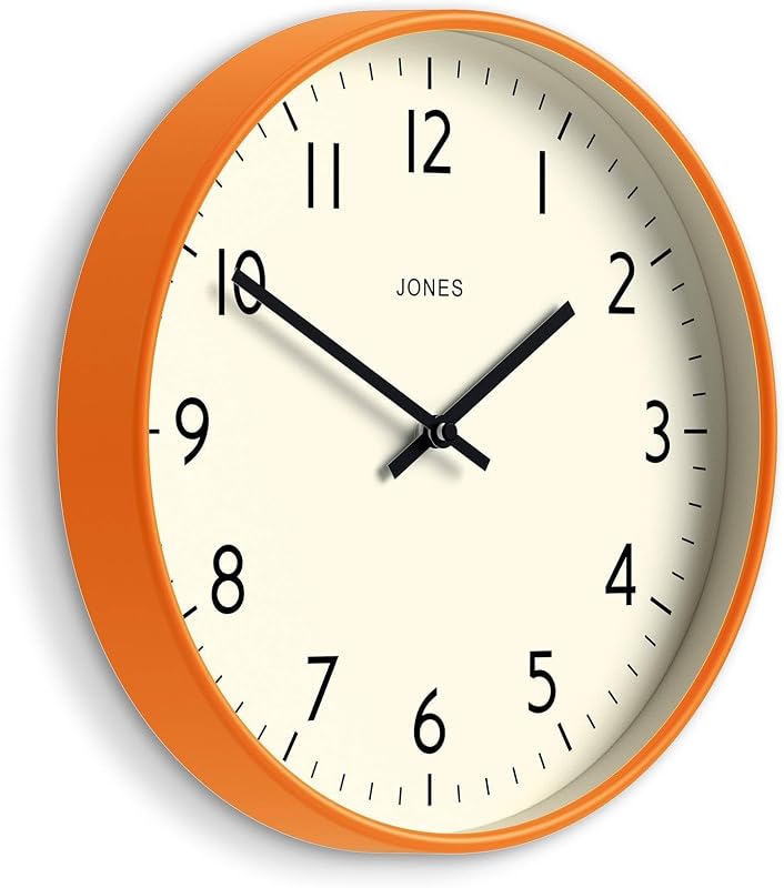 Reloj pared estudio redondo moderno 12pulg naranja versátil